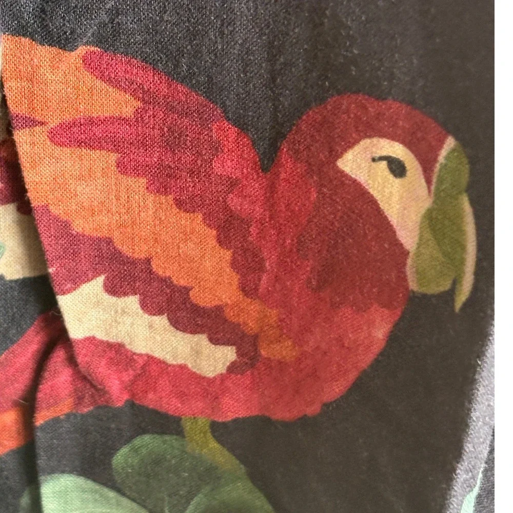 Farm Rio Black Tropical Toucan Mini Dress XL Beaded Straps Linen Blend SN 331864